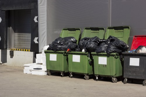 Modern recycling facility with organized bins